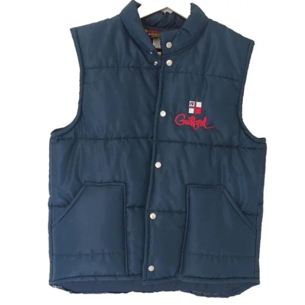 Vintage Pla-Jac by Dunbrook Sz Small Vest Puffer Navy Snap
